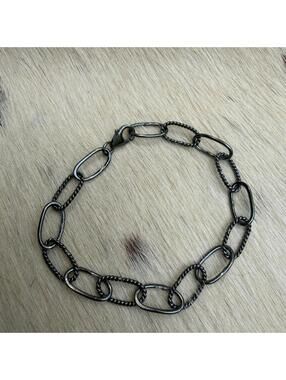 Handmade Oxidized Sterling Twist Chain Bracelet